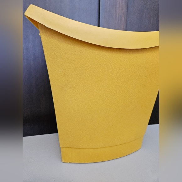 Lustro Ware Vintage MCM Retro Plastic Waste Basket Garbage Trash Bin Marigold - Picture 2 of 13